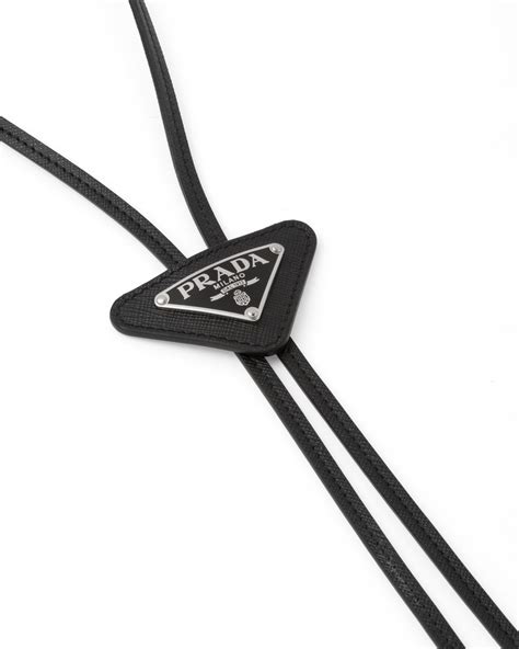 Black Saffiano Leather Bolo Tie 